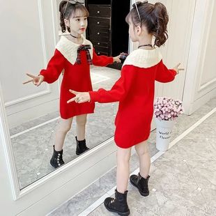 女童卫衣裙秋冬装2022韩版儿童长袖气质洋气加绒连衣裙