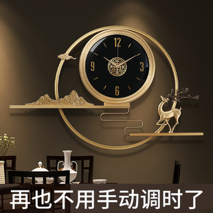 新中式挂钟家用钟表客厅时钟，黄铜轻奢大气高档创意餐厅石英钟