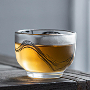 瓷牌茗水墨画琉璃茶杯个人专用高档玻璃主人功夫杯日式茶具品茗杯