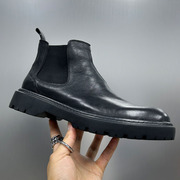 帕达索切尔西靴男短靴，秋冬英伦真皮工装，靴厚底马丁靴男230826