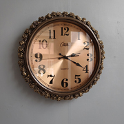 欧式静音客厅挂钟美式复古树脂仿木时钟，时尚创意北欧中式卧室挂表