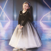 销儿童主持礼服女秋冬高级感公主裙，女童钢琴比赛演出服唱歌表演厂