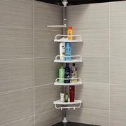 卫浴置物架不锈钢伸缩杆顶天立地卫生间，墙转角三角收纳五层免打孔