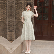 蕾丝旗袍改良版连衣裙小个子少女士新中式日常礼服年轻洋气质夏装