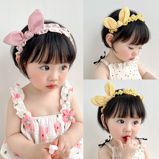 韩国儿童发箍宝宝蝴蝶结碎花兔，耳朵发卡女童可爱小女孩头箍发饰品