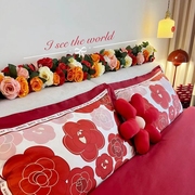 仿真玫瑰花装饰婚房假花藤条客厅沙发装饰婚礼床头花管道遮挡假花