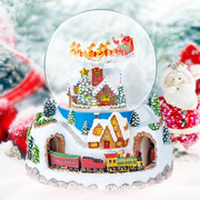 圣诞礼物飘雪花水晶球音乐盒八音盒，圣诞节礼物雪人，下雪魔法球七彩