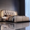 轻奢双人床主卧现代简约高端带灯1.8米软包婚床2米意式极简真皮床