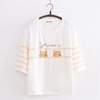 日系森女可爱趣味猫咪印花短袖T恤女夏装宽松学生上衣体恤衫