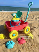 多巴胺沙滩手拉车麦秆玩具，儿童手推车玩沙戏，水桶铲子靶子耐摔厚实
