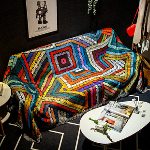 波西米亚民族风沙发巾盖布扶手巾，防滑全包沙发坐垫沙发毯美式简约