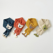 小熊玩偶儿童毛线围巾针织，秋冬季婴儿保暖可爱男女宝宝防风围脖套