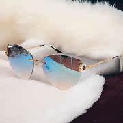 2022个性时尚优雅洋气欧美女，潮防紫外线无框镶钻猫眼墨镜太阳眼镜