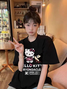 rtvghellokitty凯蒂猫印花美式潮流男女情侣，夏季ins宽松短袖t恤