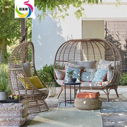 藤椅三件套靠背户外桌椅摄影沙发，庭院藤艺床，组合家具花园秋千鸟巢