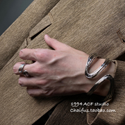 柴夫工作室/S114 欧美金属线条多层缠绕手镯复古夸张走秀款戒指