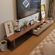冬木全实木可伸缩电视柜茶几组合小户型客厅家用现代落地电视机柜