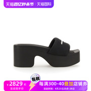 Alexander Wang2024女鞋带标志的滑台女士凉鞋拖鞋黑色SS24
