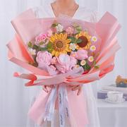创意生日礼物编织针织毛线，花束重瓣向日葵，泰玫送男女朋友闺蜜妈妈