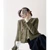 欧货绿色小香风外套，高级感2023春秋，韩式法式短款小个子呢西装