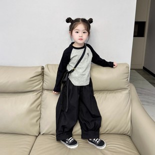 韩国童装2024女童春装套装女宝洋气韩版长袖t恤南瓜裤两件套