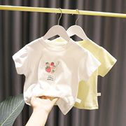 1-5岁女宝宝可爱简约印花上衣婴儿童洋气夏装女童弹力纯棉短袖T恤