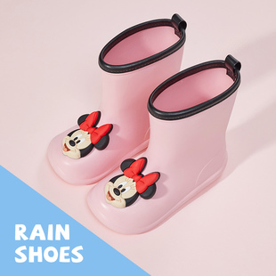 优调迪士尼儿童雨靴女童，男孩米妮雨鞋宝宝，水鞋防滑幼儿园防水胶鞋