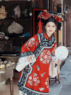 新中式国风复古清朝格格服装红色改良刺绣重工旗袍古装马面裙套装
