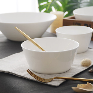 东洋碗优级唐山骨质瓷纯白无铅饭碗家用简约日式拉面碗釉下彩陶瓷