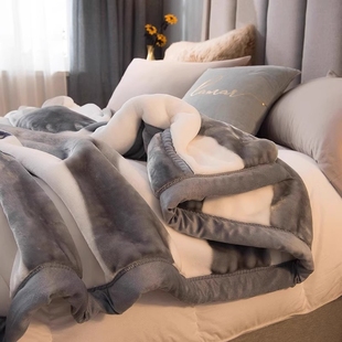 拉舍尔毛毯被子冬季加厚毯子午睡单人盖毯学生，法兰绒床单午休双层