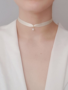 白色珍珠项链婚礼舞会颈链，精致优雅长度，可调节个性愿望项圈