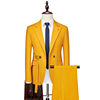 欧洲站男士婚礼西服两件套大码双排扣西装黄色，春秋系带上衣西裤潮