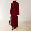 新年战袍红色超长款立领，双面呢大衣女高级感大牌直筒羊毛呢外套冬