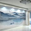3d中式电视背景墙壁纸，抽象意境装饰壁画客厅水墨，意境山水墙纸大气