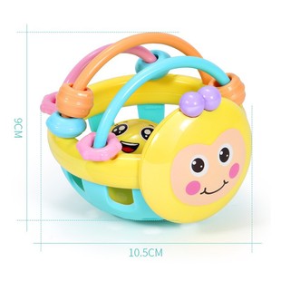 跨境婴幼儿球玩具蜜蜂球可咬抓握0到1岁磨牙铃铛球婴儿手摇铃床铃