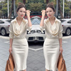 轻奢风女人味职业套装裙韩版设计女神范重工钻白色衬衫显瘦半身