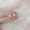 925纯银强光天然淡水珍珠，耳钉女甜美时尚复古大珍珠耳环饰防过敏