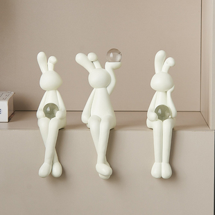 北欧兔子摆件奶油风极简约现代创意，家居客厅桌面酒柜装饰品礼物