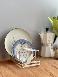 小猫厨房铁艺餐桌盘子架，沥水架整理收纳架砧板架杯垫锅垫架碗架