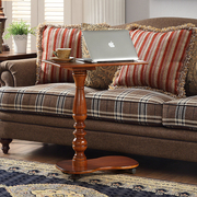 实木美式可移动笔记本电脑桌，懒人床上用床边桌，客厅欧式沙发小茶几