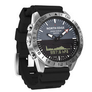 男士商务休闲户外运动防水钢手表，高度气压潜水表双显示不锈钢腕表