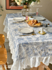 美式法式浪漫复古圆桌布绣花白色，荷叶边裙摆，茶几台布长方形餐桌布