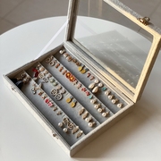 透明玻璃大容量手饰品首饰盒耳钉耳环项链耳饰品展示架戒指收纳盒
