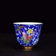 功夫茶具茶杯陶瓷家用纯手工主人杯单杯小茶杯珐琅彩青花瓷品茗杯