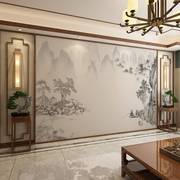 新中式山水壁画客厅电视，背景墙壁纸沙发影视，墙纸卧室墙布2022壁布