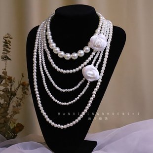 婚纱高质感(高质感)珍珠，多层项链新娘简约韩式礼服影楼名媛晚宴配饰品