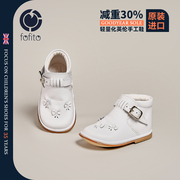 FOFITO英国手工鞋1-3周岁防滑婴幼儿女宝宝真皮学步鞋高帮小靴子