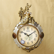 欧式双面挂钟客厅创意时尚大号时钟两面挂钟田园简约静音石英钟表