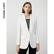 朗姿设计感气质高级感白色西服外套女2024年春季通勤职业西装