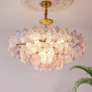 法式轻奢客厅吊灯创意五叶花，玻璃水晶灯简约现代卧室餐厅中山灯具